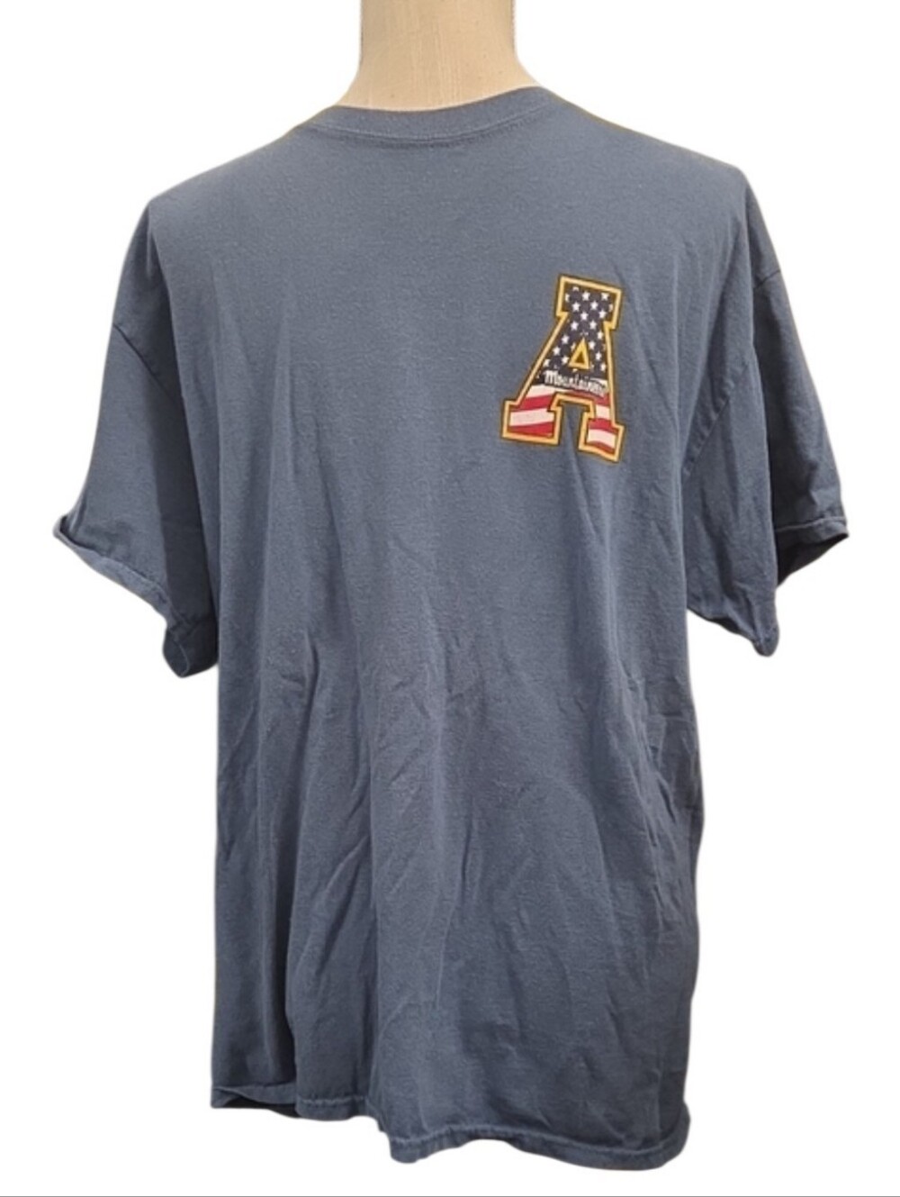 Gildan Appalachian State Slate Blue Short-Sleeve Tee with American Flag A Logo